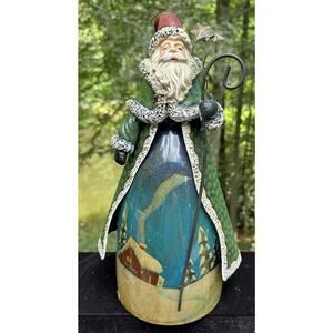 VINTAGE-Santa With Glass Globe Hand-Painted Glass Accent Needs Light Beautiful!